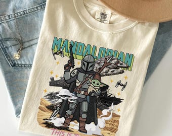 Disney Star Wars Mandalorian PNG, Grogu Baby Yoda Cartoon Graphic, Retro Sci Fi Sublimation Printable Download