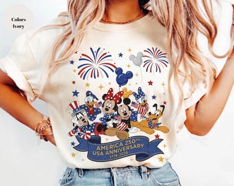 Disney Mickey And Friends 4th Of July PNG, America 250th Anniversary Clipart, Patriotic USA Shirt Design, Printable Download File