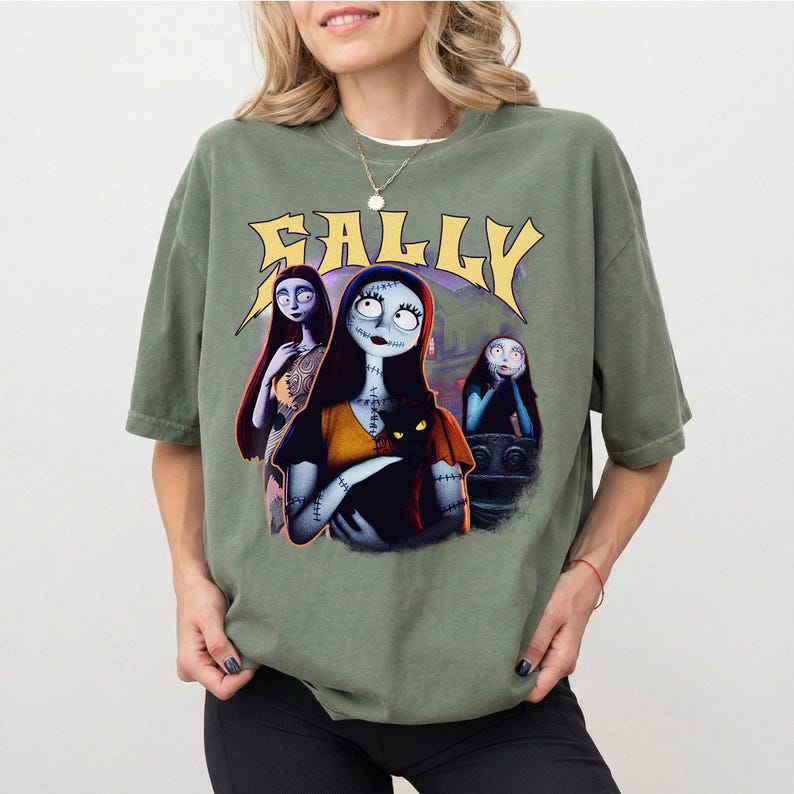 Disney Sally PNG, Nightmare Rag Doll-fil, gotisk Halloween-sublimeringsdesign, kuslig svart kattskjorta-grafik, omedelbar digital nedladdning bild 6