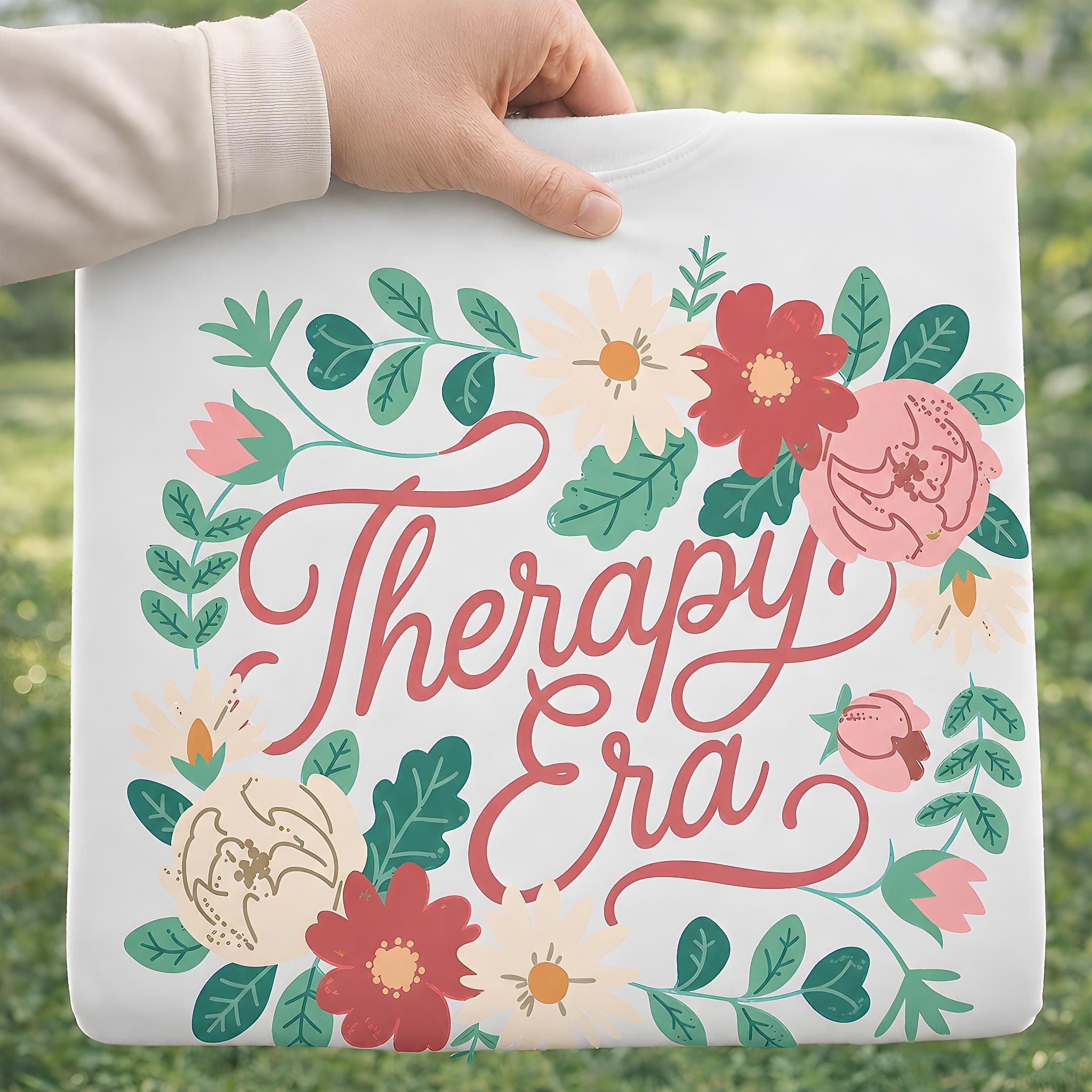Therapy Era PNG Sublimation Design, Floral Typography Clipart (digital ...