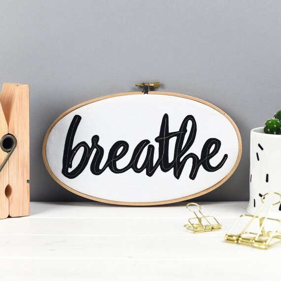 Respirar El Arte De La Pared Monocromo Fuente De Inspiracion Etsy