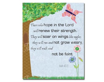 Printable Butterfly Isaiah 40:31 Wall Print -  8x10