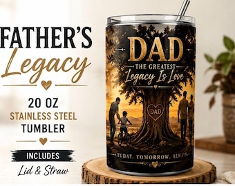 Father's Legacy 20 oz Skinny Tumbler, Gift for Dad, Father's Day Tumbler, Dad Gift from Son or Daughter, The Greatest Legacy Is Love Cup