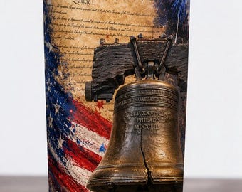 Vaso térmico delgado del 4 de julio / Diseños de American Eagle y Liberty Bell