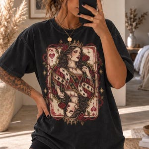 Vintage Gothic Playing Card Shirt, Dark Romantic Queen Comfort Colors Tee