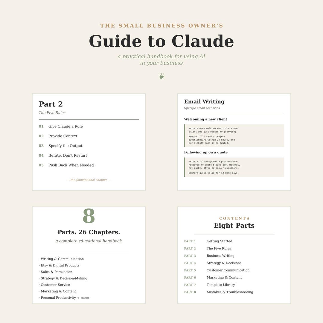 Claude Handbook.pdf Small Business Claude AI Handbook | Interactive Dashboard, Email ...