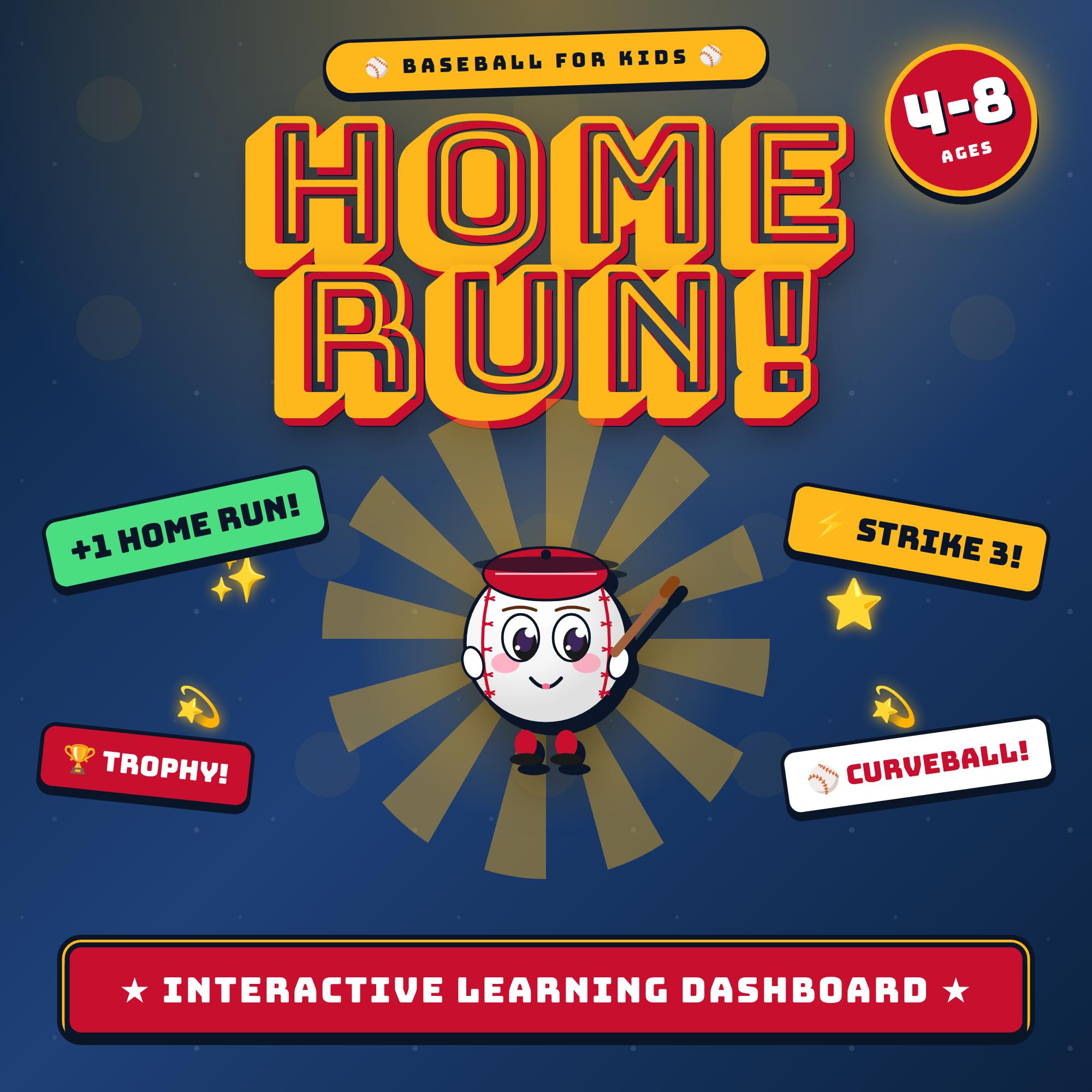 Kids Baseball Learning Dashboard | Interactive Game, 30 Team Colors ...