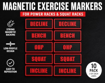Magnetic Power Rack Exercise Markers | Squat, Bench, OHP, Incline, Decline Labels