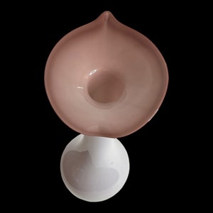 Jack in the Pulpit Art Glass Bud Vase Hand Blown Cased White and Purple 8&quot;