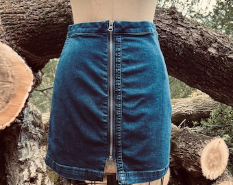 Free People denim zip up miniskirt
