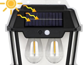 Aplique solar de pared, lámpara exterior con sensor de movimiento, aplique de jardín impermeable