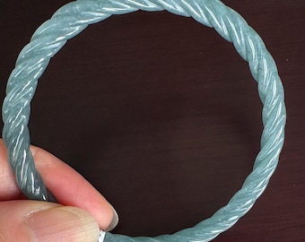 Natural Jadeite Jade Twisted Rope Bangle, Water Blue
