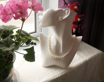 Classic Genuine Freshwater Pearl Necklace, Sterling Silver Gold-filled Clasp