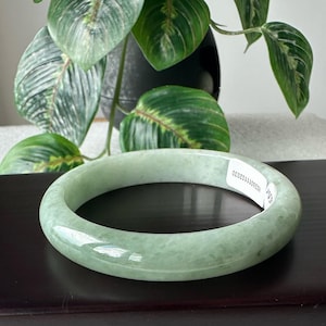 Natural Color Certified Grade A Jade Bangle Bracelet, Burmese Jadeite, 59-62mm