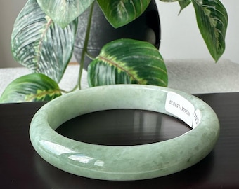 Natural Color Certified Grade A Jade Bangle Bracelet, Burmese Jadeite, 59-62mm