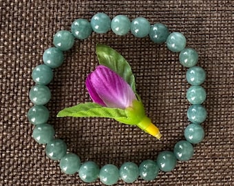 Natural 8mm Jade Bead Bracelet Elastic Stretch, Sizes 7 to 9 Inch