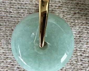 Natural Jadeite Jade Donut Pendant, Good Luck Amulet, 13mm 15mm 16mm,