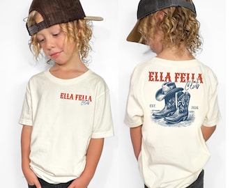 Personalized Ella Fella Club Shirt, Cowboy Cowgirl Tee, Cute Western Kids Top, Cowboy Birthday Party Sweatshirt
