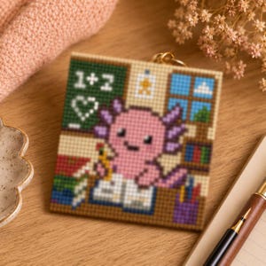 Study Room Axolotl Bead Pattern | Kawaii Student Desk Charm | Miyuki Delica | PDF