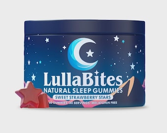 LullaBites Natural Sleep Gummies (Melatonin Free) – 30 Count Sweet Strawberry Stars for Adults – Non-Habit Forming Calm & Relaxation