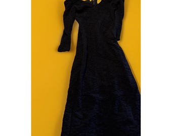 Susan Roselli Vijack Black Lace Lng Slve Back Slit Sexy Vintage 1990's Croquette