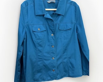 Vintage 1980-1990's French Laundry Aqua Denim Jacket Lagan Core CottageCore M-L