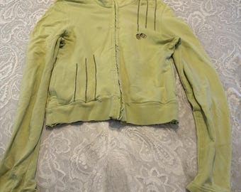 Rare 1990's Vntg Vans chartreuse zip up jacket dog tags grunge skater m
