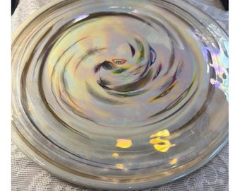 Vntg Mid Century Murano Art Glass Opalescent Collector 12.25" Millefiori Design