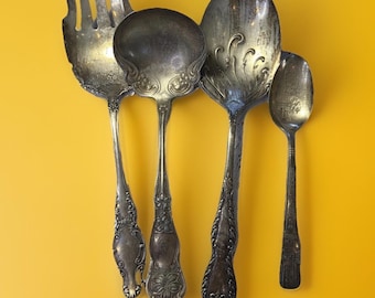 WM Rogers & Son, 4 piezas de servicio de plata chapada vintage de Community Silver