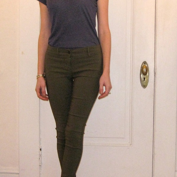 vintage army green skinny trousers