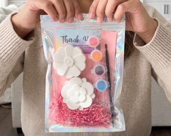 Paintable Flower Plaster Kit – Kids Spring Craft Activity, Party Favor Set