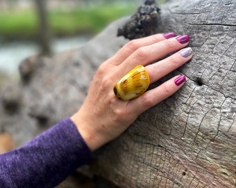 Vibrant Tagua Nut Statement ring: Eco-Friendly Artisan Jewelry, Sustainably Made Ring, Tagua Nut Ring.