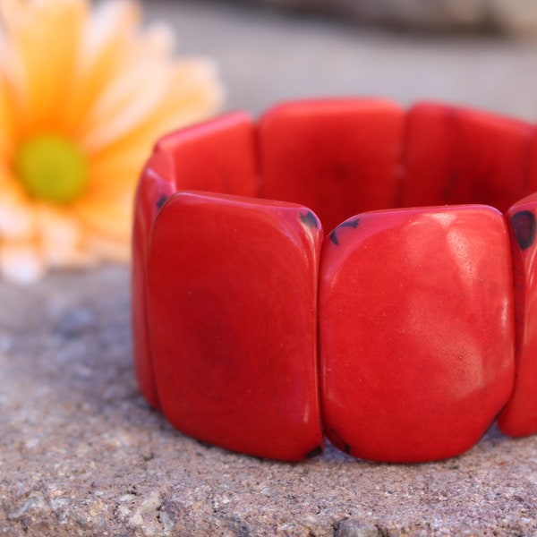 Eco-friendly tagua bracelet, fair trade beaded bracelet, multicolor bracelet, hand-made bracelet, Eco-friendly Valentine's present for mom