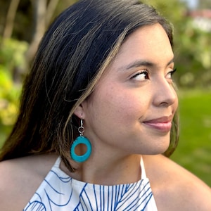 Dangle tagua nut earrings, eco-friendly tagua earrings, boho style earrings, Chunky earrings, Vibrant earrings, Tagua seed earrings.