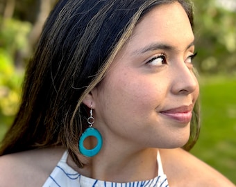 Chunky Tagua Nut Dangle Earrings: Vibrant Boho Style, Eco-Friendly Seed Jewelry