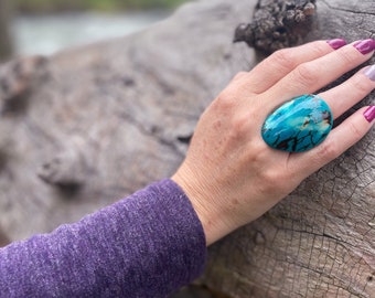 Vibrant Tagua Nut Statement ring: Eco-Friendly Artisan Jewelry, Sustainably Made Ring, Tagua Nut Ring.