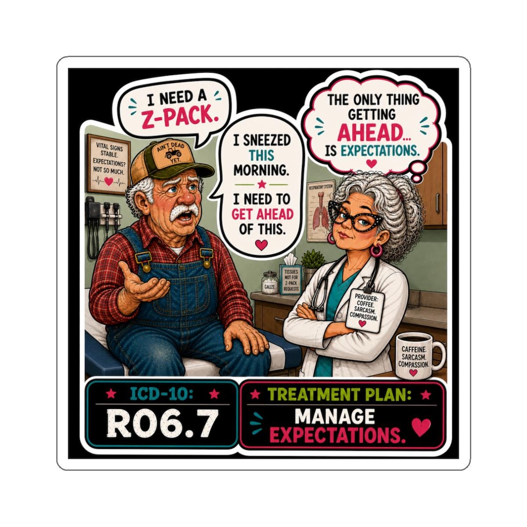 Manage Expectations Sticker | Die-cut Sticker, Funny Medical Comic ...