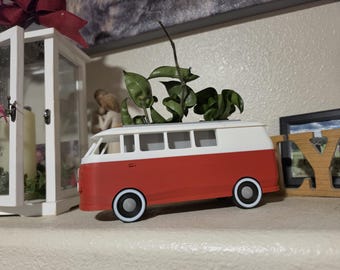 VW Bus Planter • Retro Van Plant Pot with Drainage • Vintage 1970's VW • Removable Insert • Unique Gift for Plant Lovers • Removable Insert