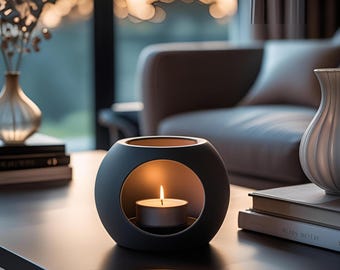 Modern LED Tealight Holder • Minimalist Ball Candle Accent (40 mm) • Contemporary Home Decor