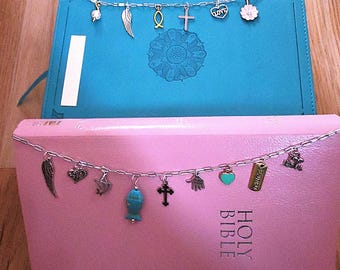 Bible Charm Chain • Adjustable 18–20 Inches • Custom Christian Charms • Faith Gift