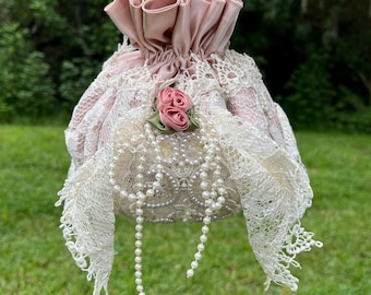 Treasure keeper, jewelry bag made from your special garment, repurposed from vintage bridal gown, wedding dress or special formal