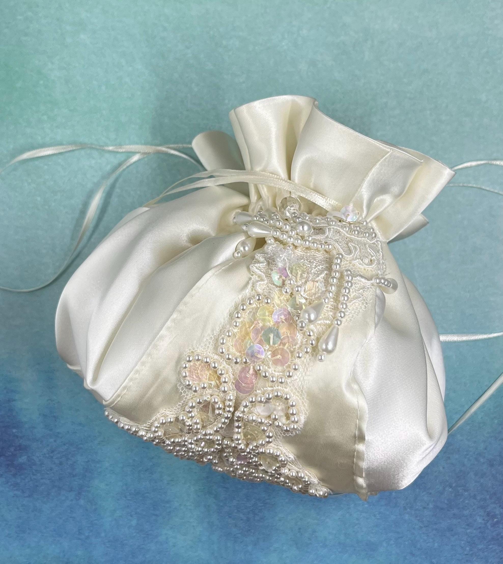 Special bag made from your mother's or grandmother's  dress,  repurpose project from vintage wedding gown, unique, just for you