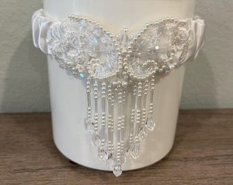 Your wedding gown repurposed into a garter for the bride, wedding party