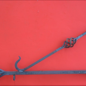 Sign Bracket Holder, Colonial Wrought Iron Flame Tip Woven Basket, 38"  by Worthington Forge in the U.S.A.