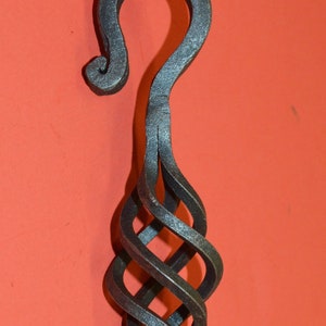 Peut inclure: Un crochet en métal noir avec un design torsadé. Le crochet a deux boucles en haut et en bas.