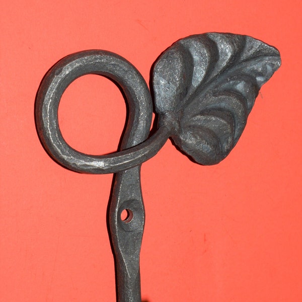 Organic Leaf Wall Hook, Wrought Iron, Coat Hat Hanger, Hand Forged by Blacksmiths