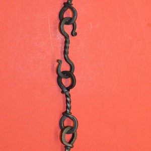 Lighting Chandelier Lamp 4" S Hooks and Chain, Forged Wrought Iron, 32" lot of 5 pcs. 1/4" sq.