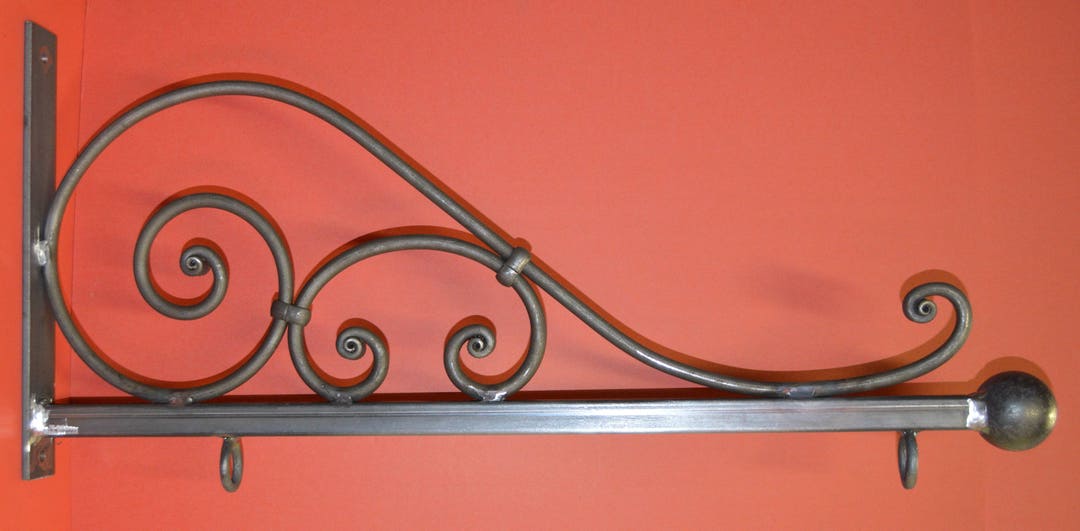 Steel Sign Scroll Sign Bracket Hanger, Wrought Iron Scroll 31