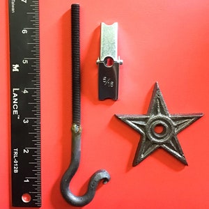 Wrought Iron, Chandelier Lighting Swag Drywall Ceiling Hook, 3&quot; Star, 5/16&quot; Screw & Toggle H.D.
