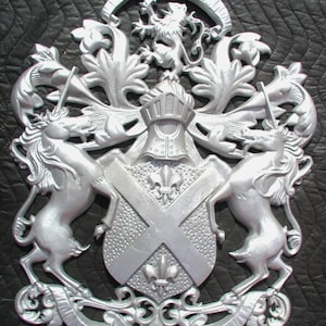 Rampant Scottish Lions with Unicorn,Plaque,Shield, Crest,Coat of Arms,Cast Aluminum